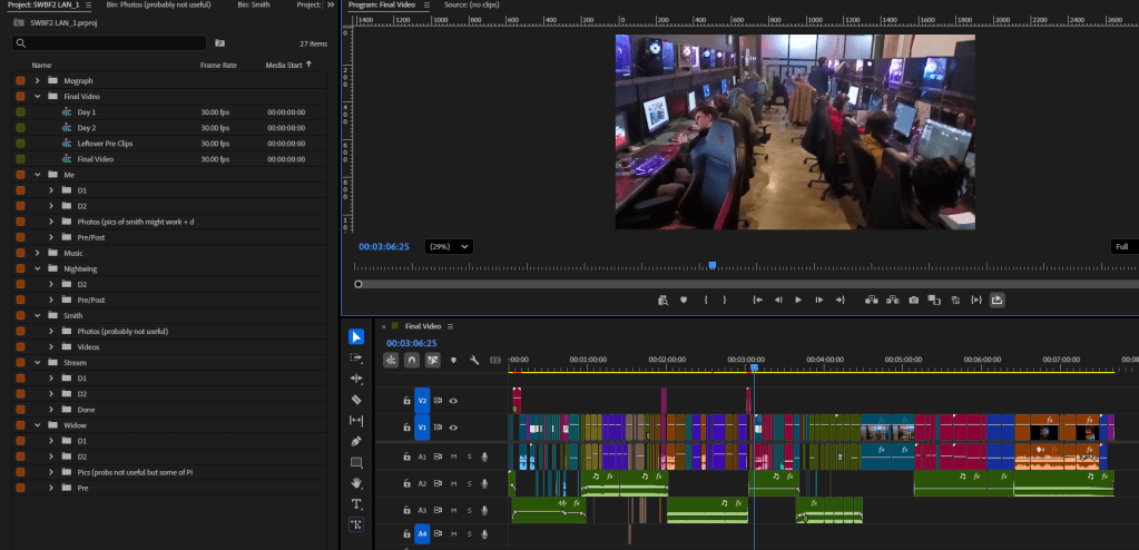 A screenshot of the timeline edit in Adobe Premiere Pro