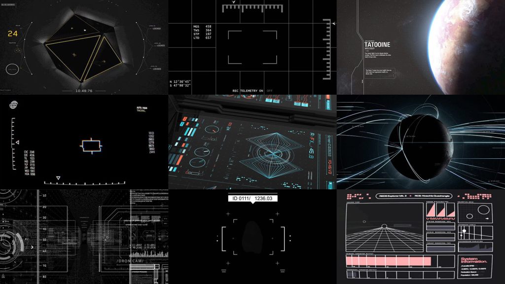 A set of 9 images of user interface blocks, with lots of different designs and shapes. 